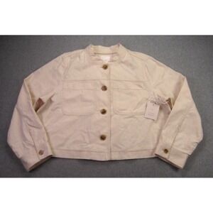 Lauren Conrad Jacket Womens XXL Cream LC Twill Cropped Utility Button NWT